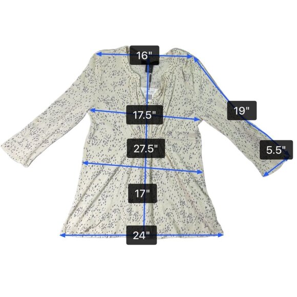 Calvin Klein Womens Beige Cotton Blend Long Sleeve Printed Top Lightweight Sz M - Picture 11 of 12